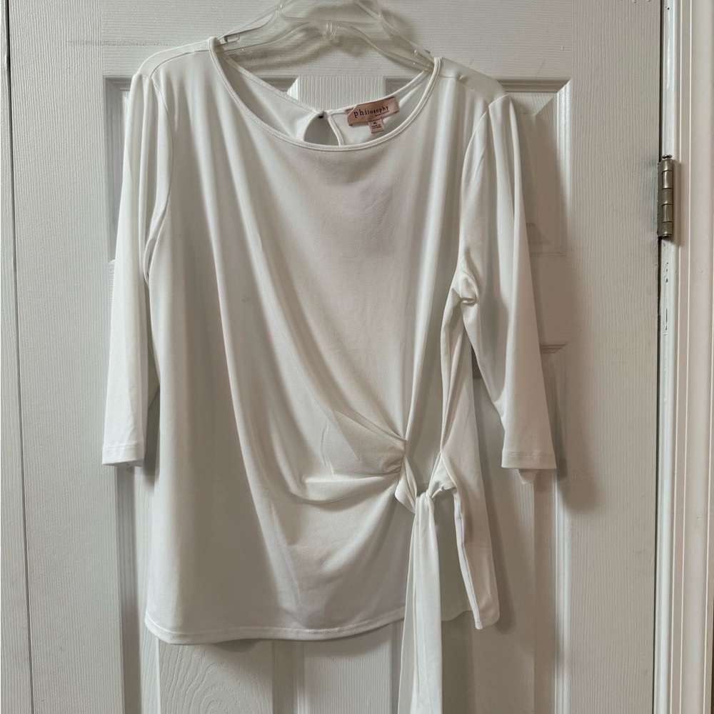 Philosophy White Tie-Front Women's Top